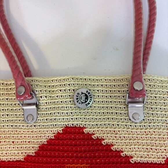 Skipping Girl Handmade Twine Rope Bag Cream with Purple & Red Shoulder Purse Bag - Picture 4 of 8